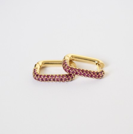 JT - Ovale hoops med røde krystaller