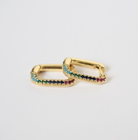 JT - Ovale hoops med fargede krystaller